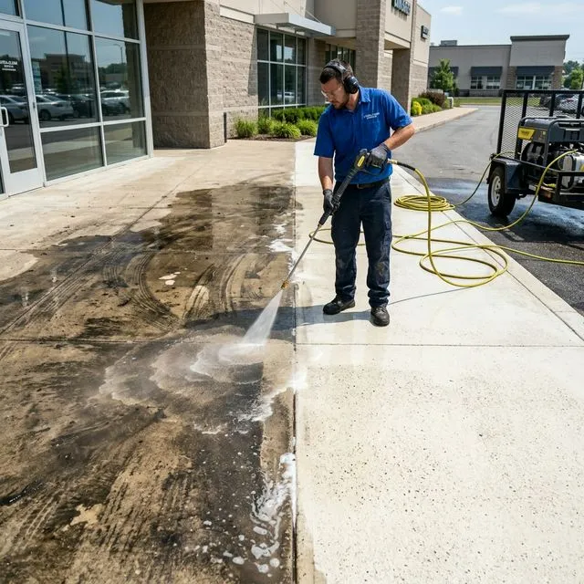 Power washing cement